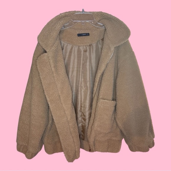 ZAFUL Tan Collared Zip-Up Sherpa Jacket - Picture 3 of 9